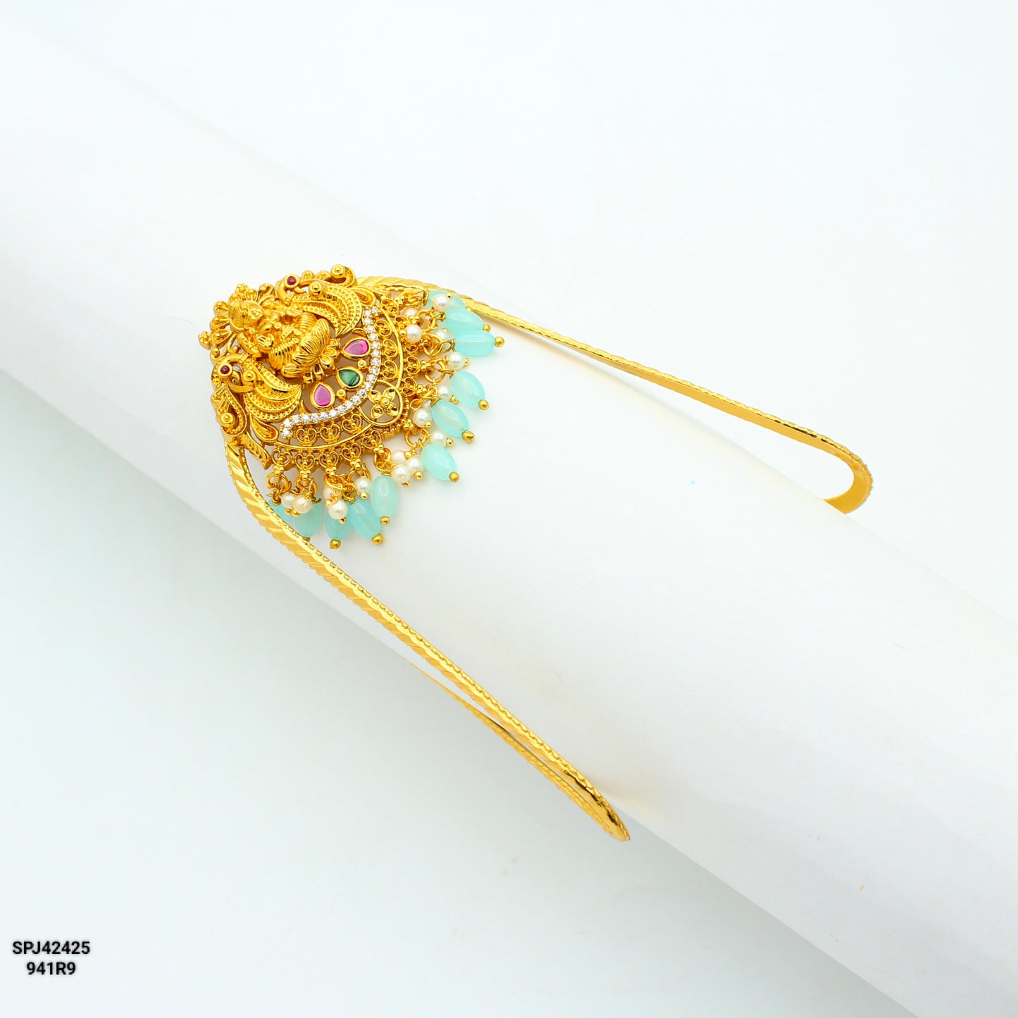 42425 Nakshi Laxmi Arra Vanki  Mint blue Beads