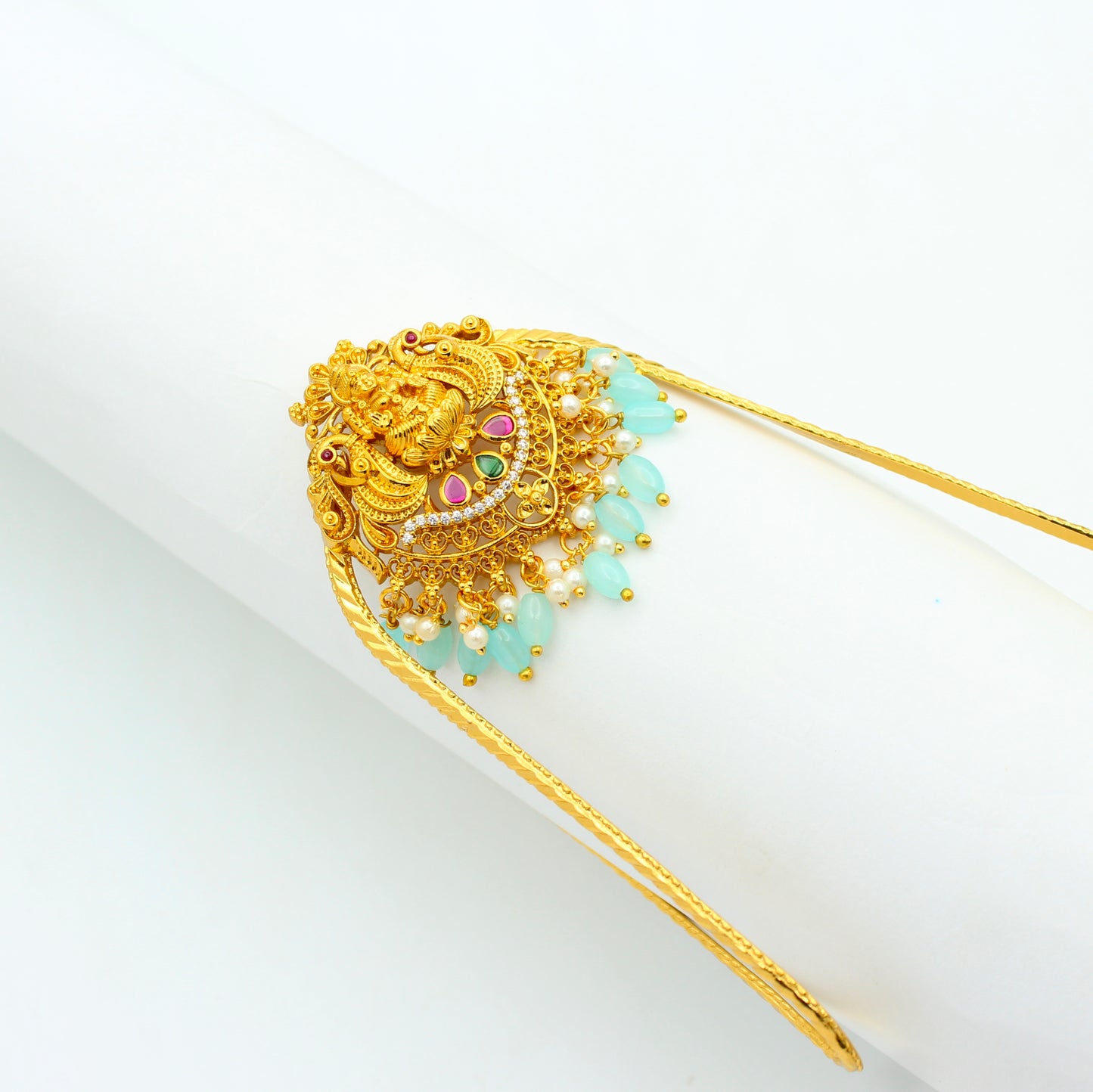 42425 Nakshi Laxmi Arra Vanki  Mint blue Beads
