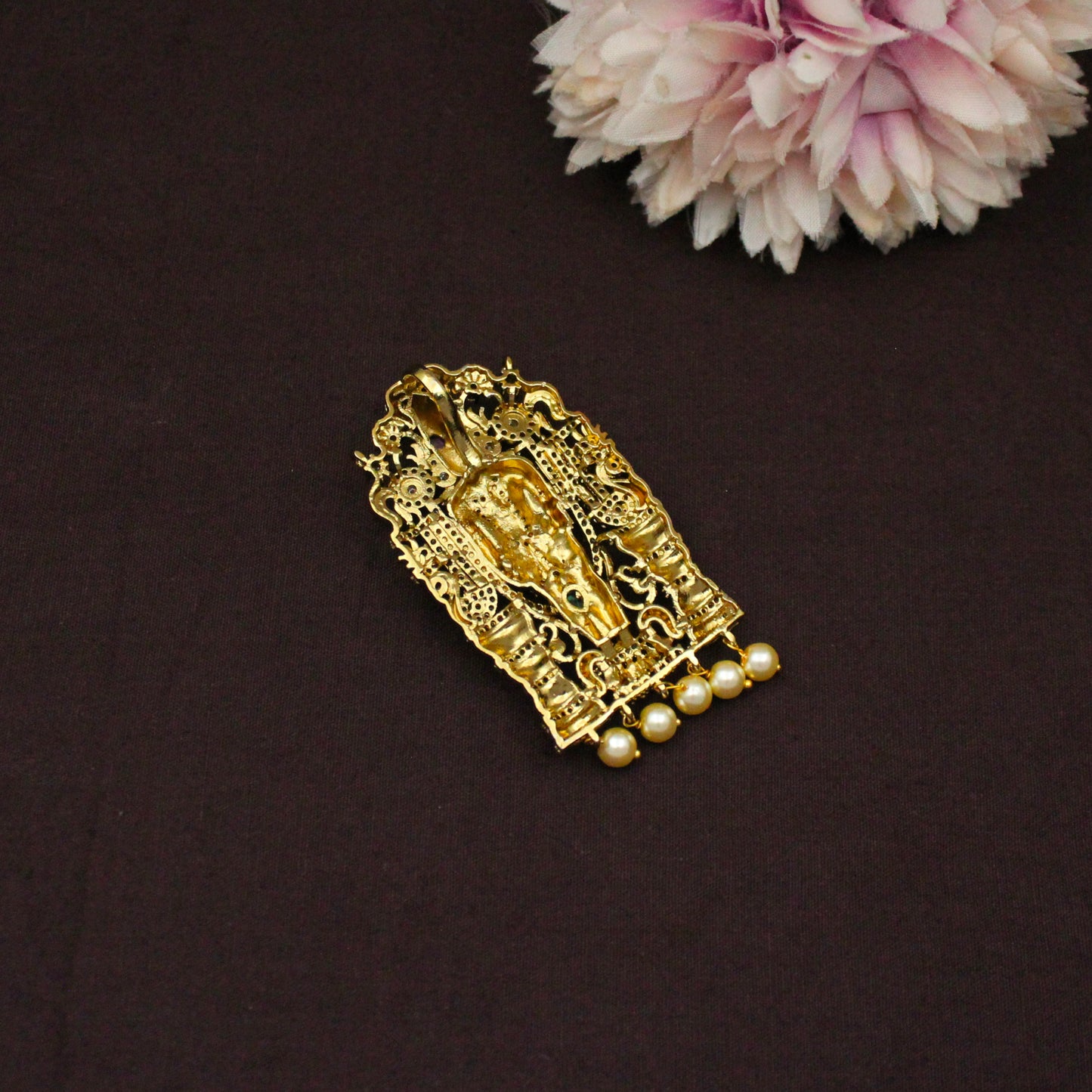 Nakshi Multi Stone Tirupati Balaji Locket With Non-Openable Hook