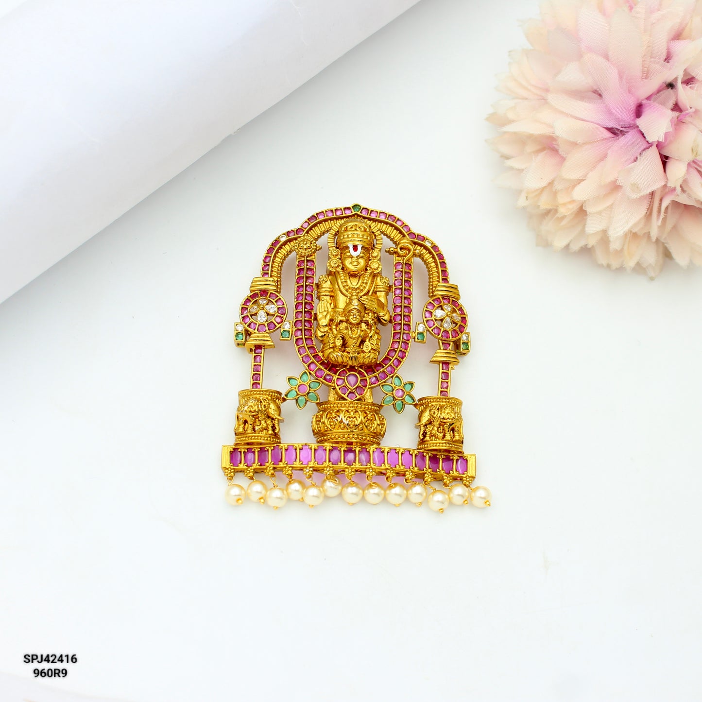 42416 Multi Stone Grand Balaji Locket With Openable Hook