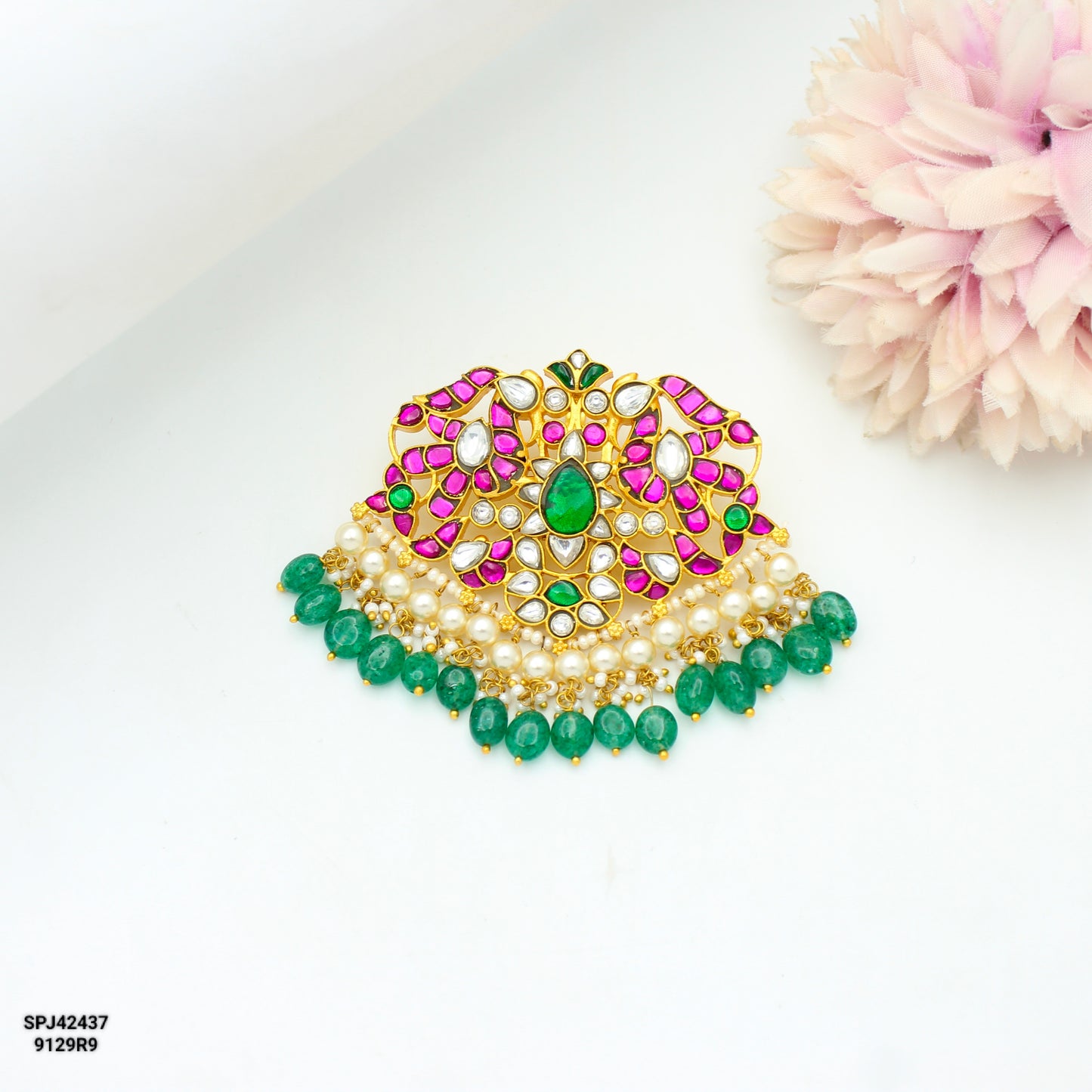 42437 Jadau Double Peacock Locket Openable
