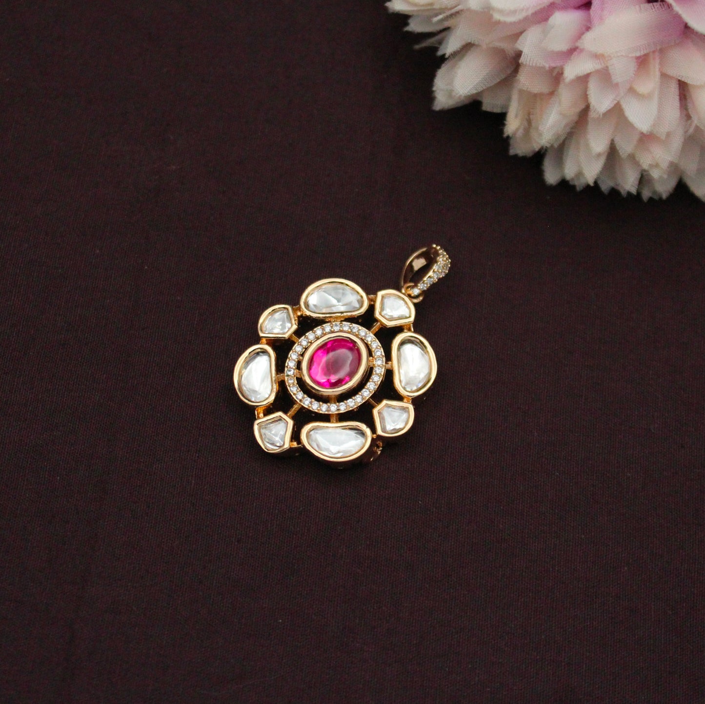 42447 Moissanite Pendant Set Red