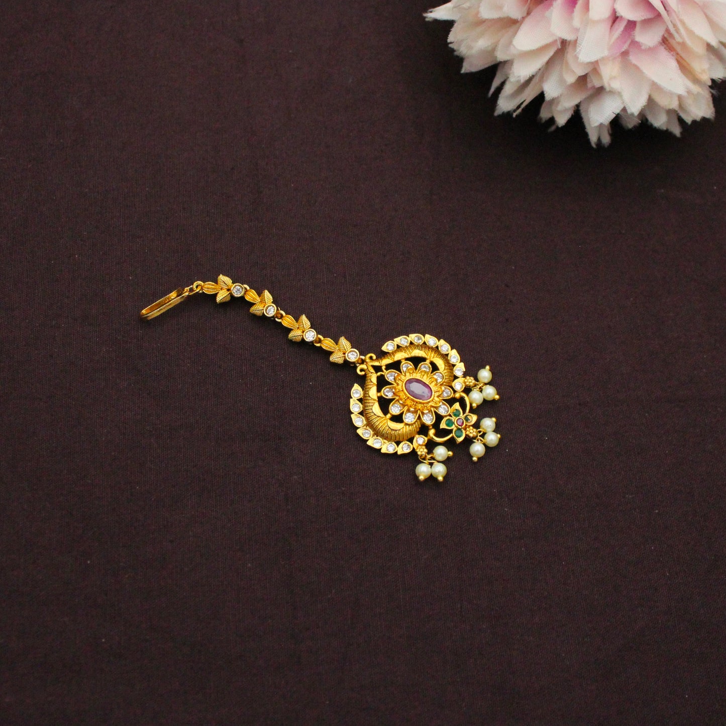 12308 Flower Multi Combo Necklace Set With Push Back Earrings