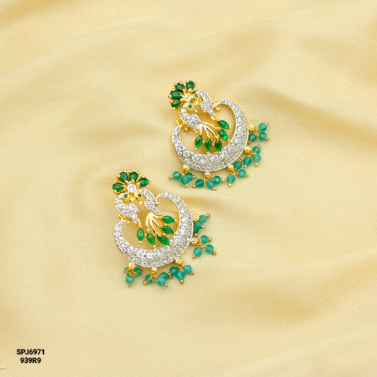 6971 GJ Peacock Earrings Green