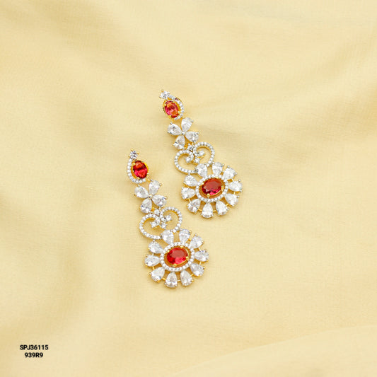 36115 Diamond Look Red Earrings