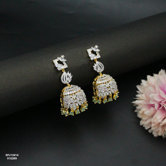 13414 Diamond Look Peacock Jhumka Mint Green