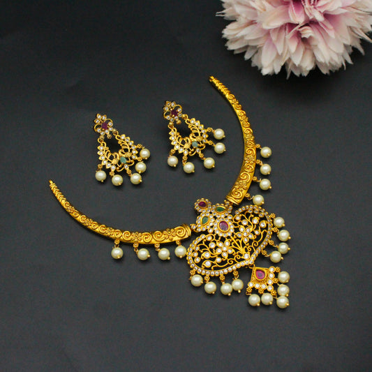42495 Floral Mutli Stone Kante With Push Back Earrings
