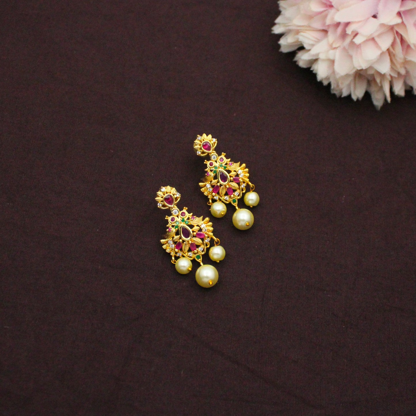 1094 Peacock Combo Necklace Set Golden