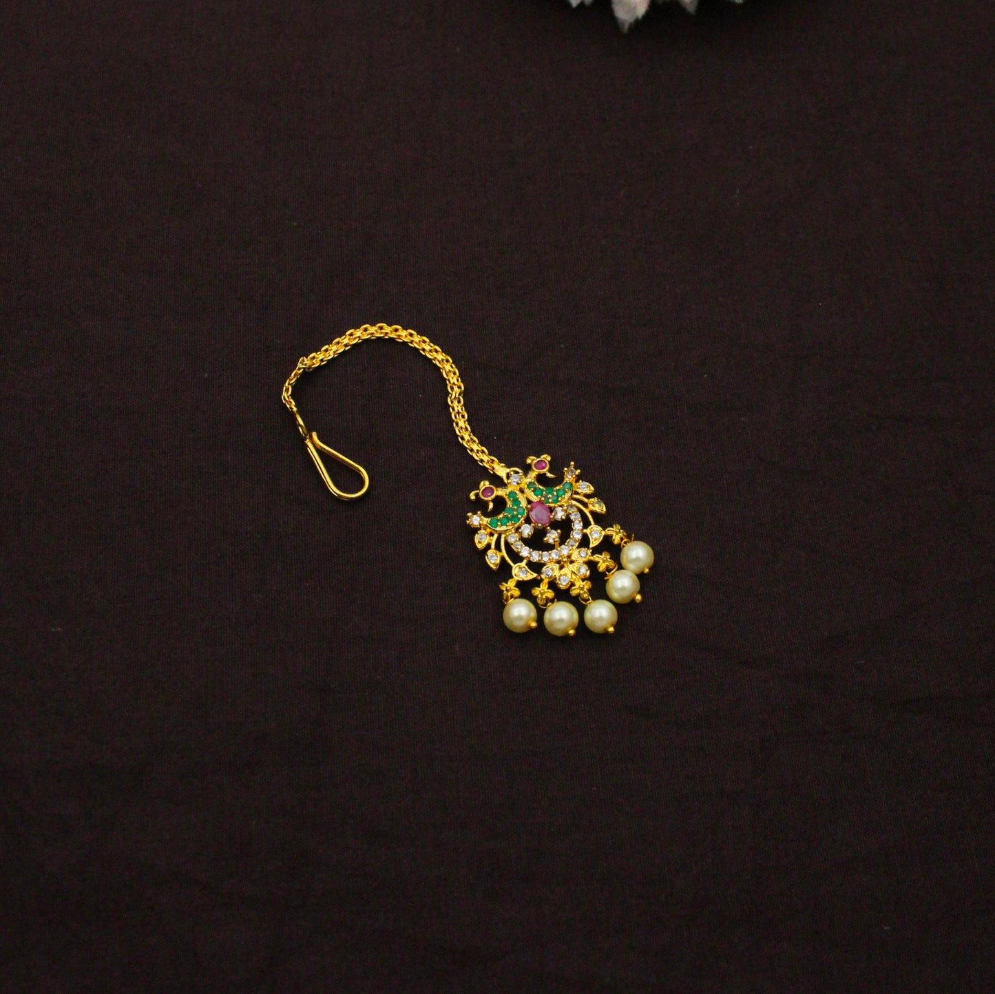 14578 Peacock Multi Combo Necklace Set With Push Back Earrings
