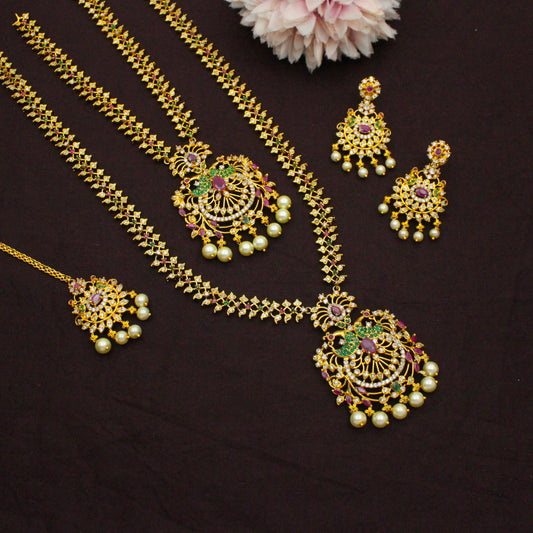 8129 Multi Colour Peacock Combo Necklace Set