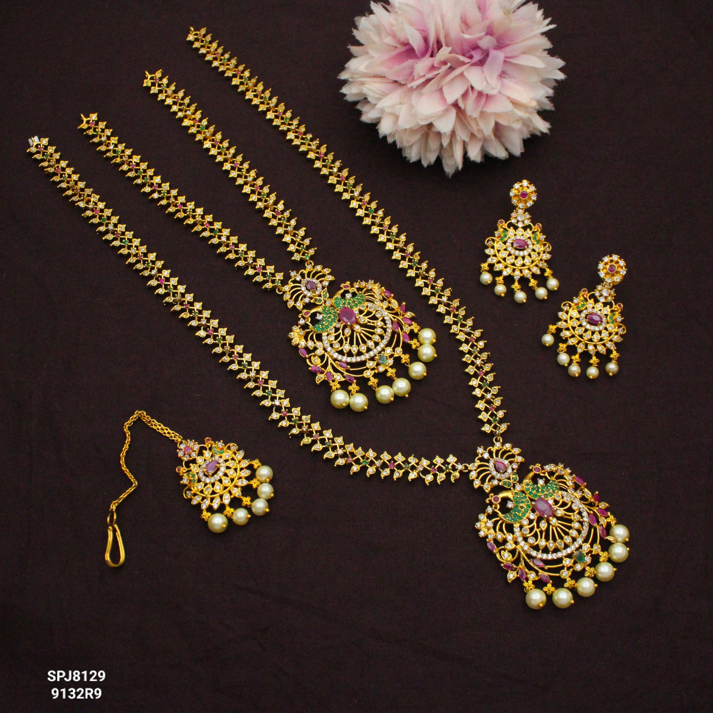 8129 Multi Colour Peacock Combo Necklace Set