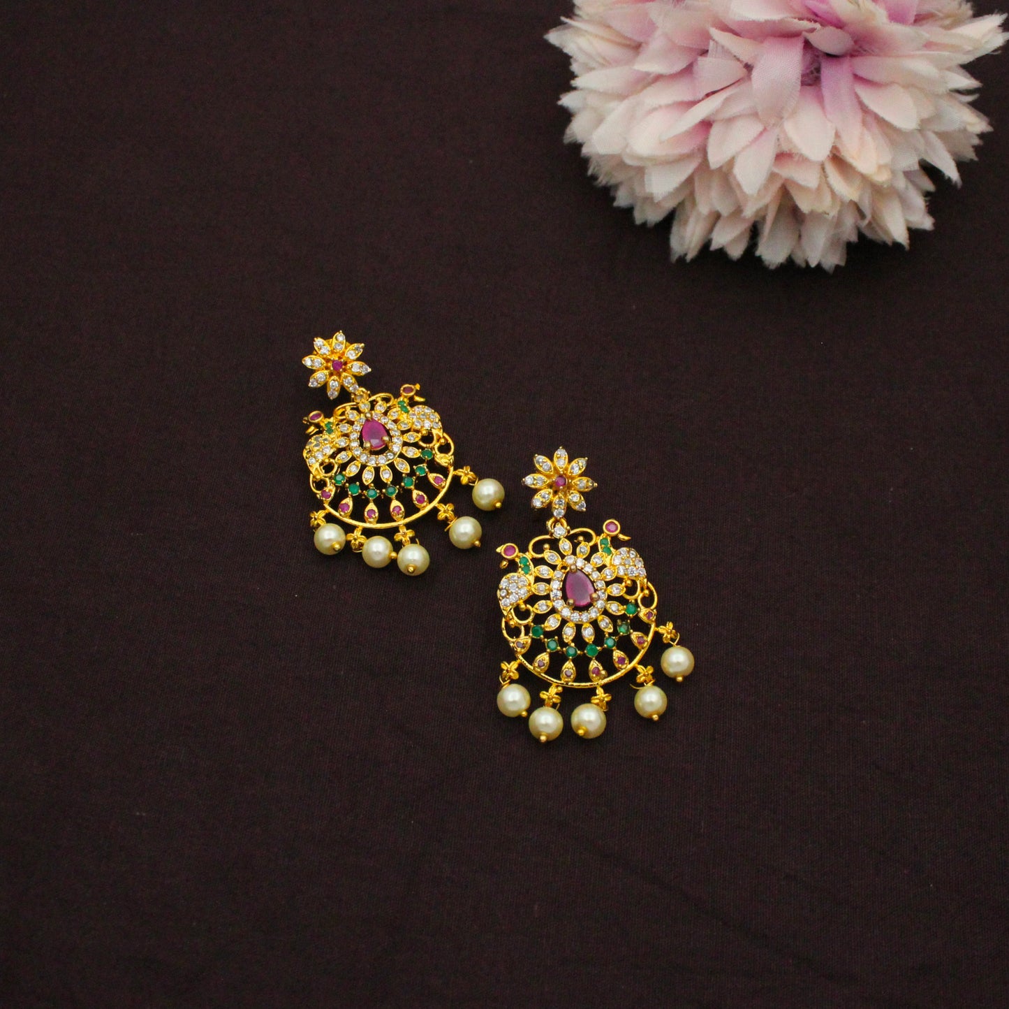 8117 CZ Multi Combo Necklace Set With Maangtikka