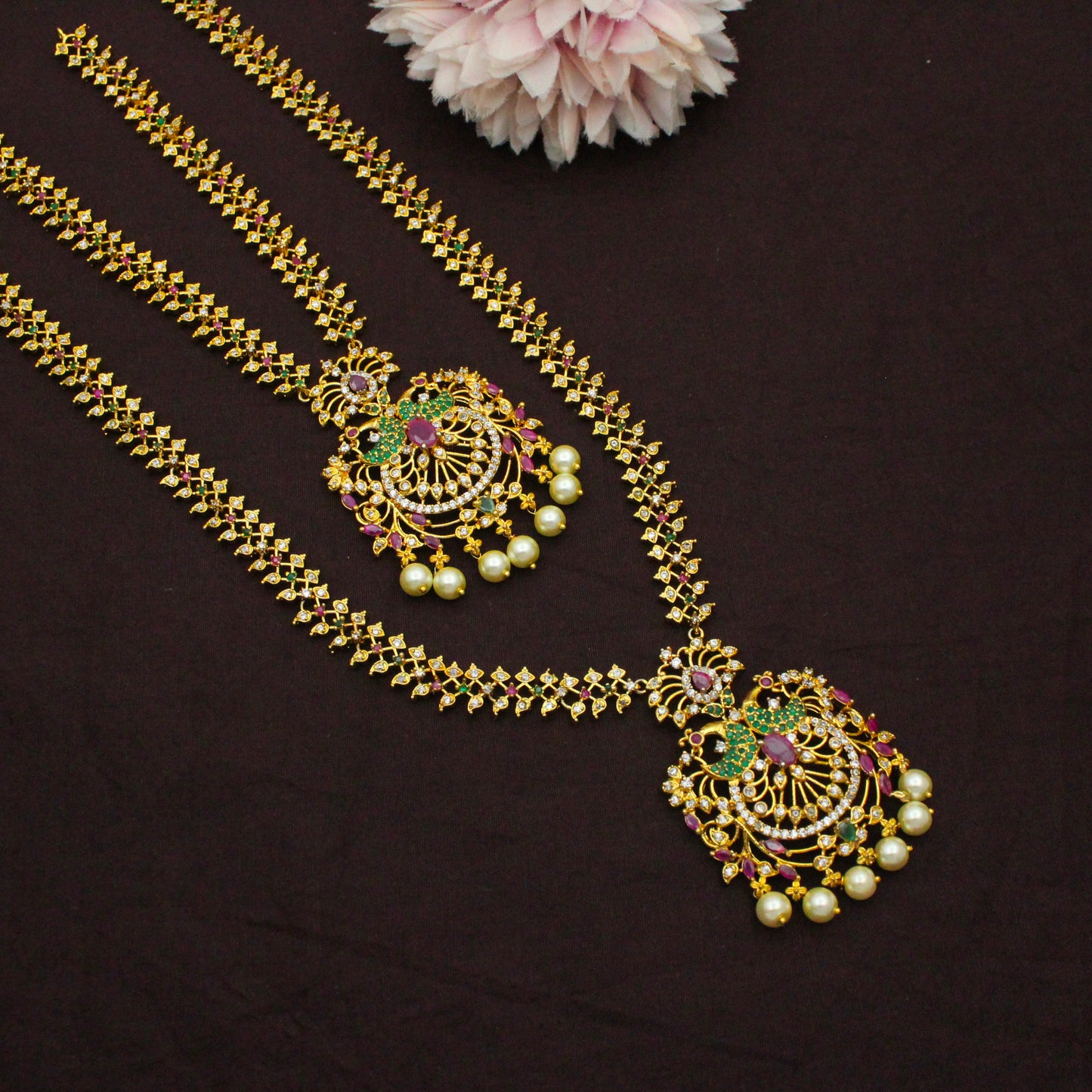 8129 Multi Colour Peacock Combo Necklace Set