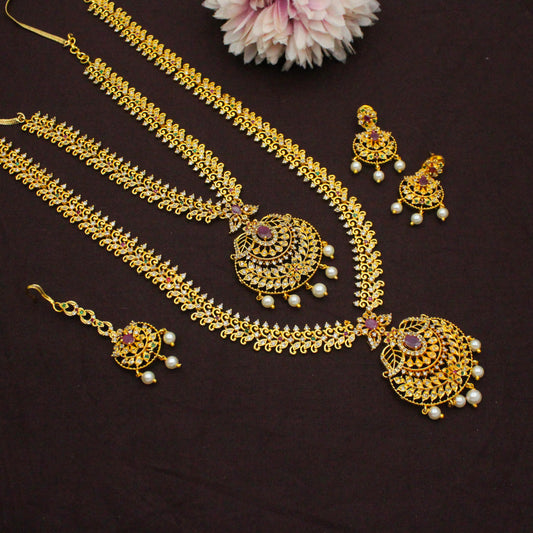 21546 Ruby Stone Combo Necklace Set