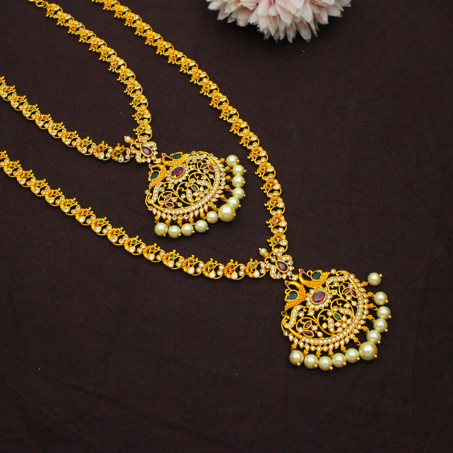 9569 Peacock Multi Combo Necklace Set