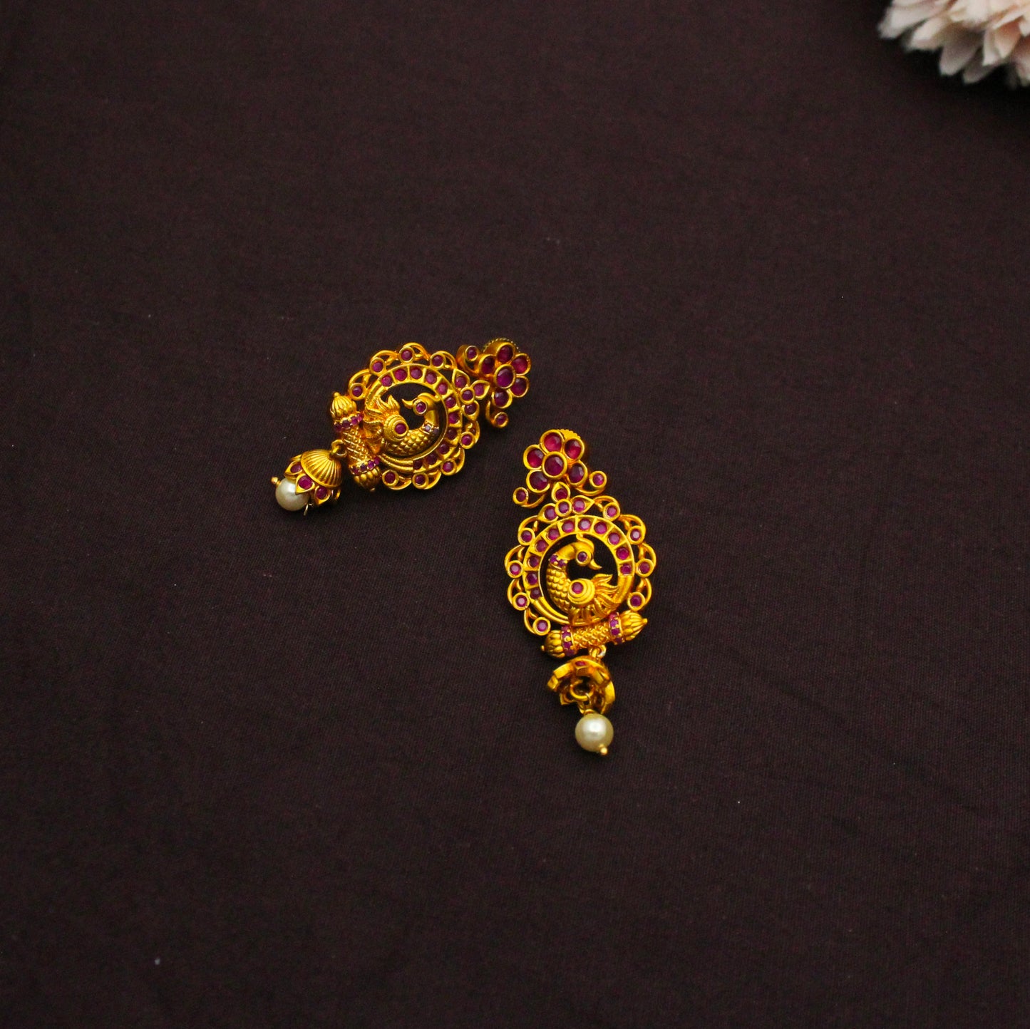 9579 Peacock Ruby Stone Combo Necklace Set