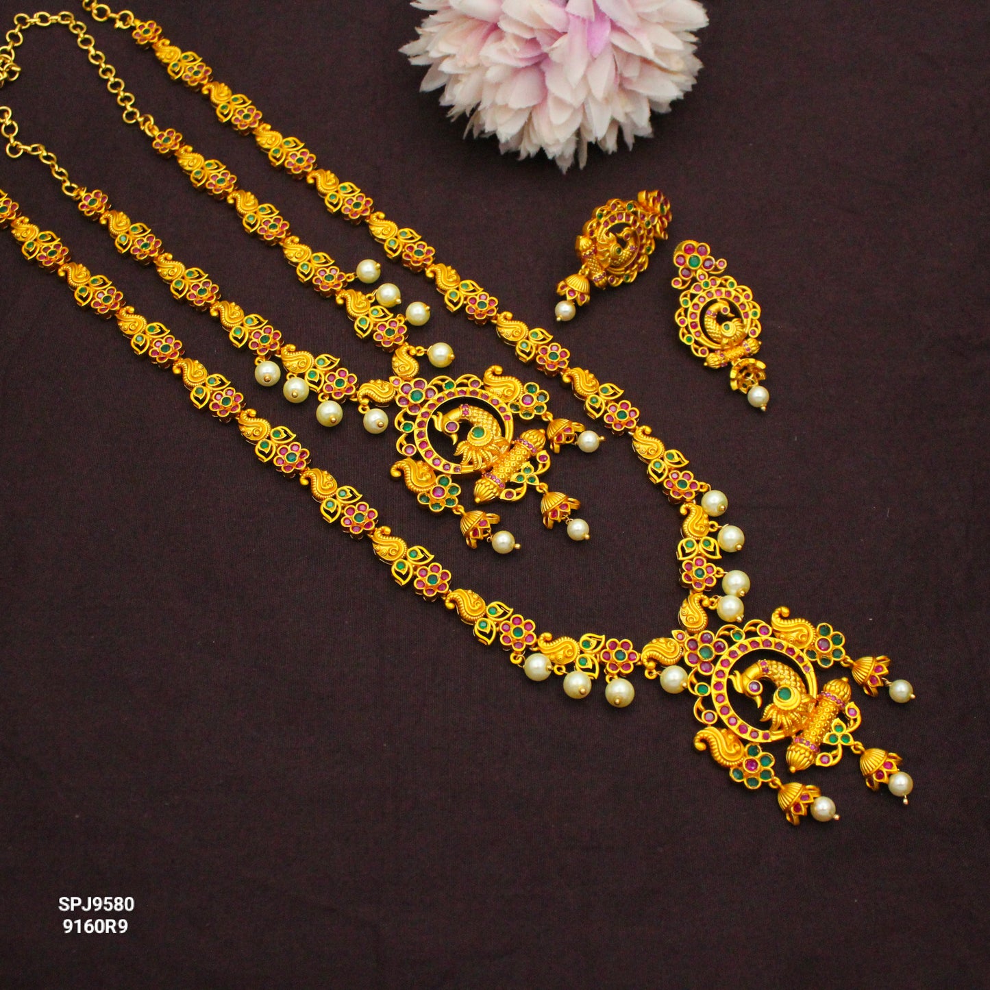 9580 Peacock Multi Combo Necklace Set