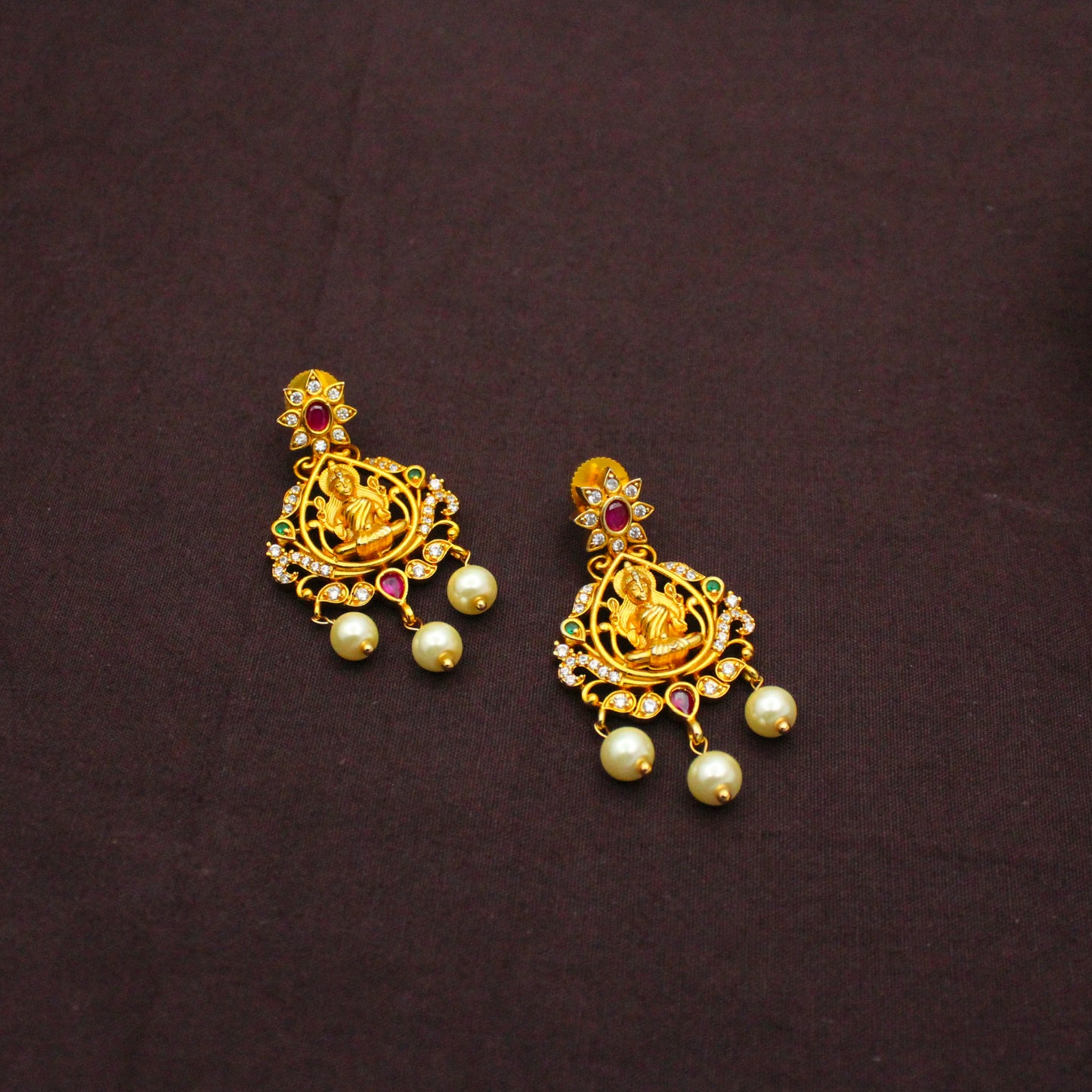 9544 Laxmi Ruby Combo Necklace Set With Maangtikka