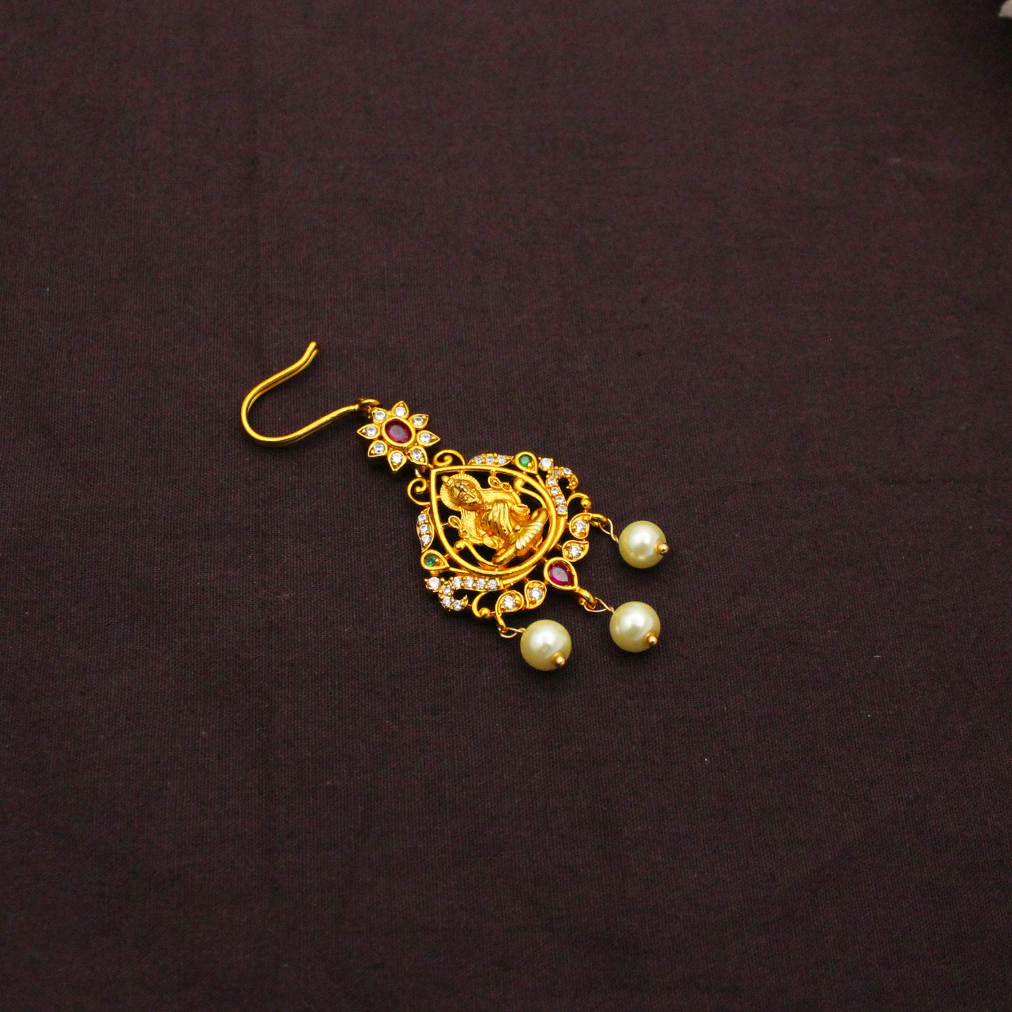 9544 Laxmi Ruby Combo Necklace Set With Maangtikka