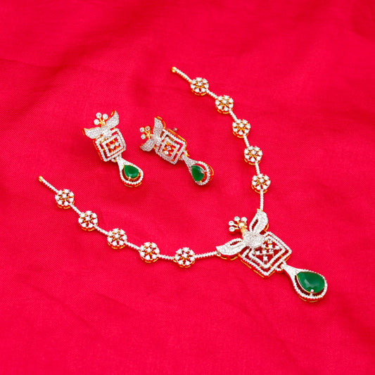42517 GJ Fancy Short Necklace Green