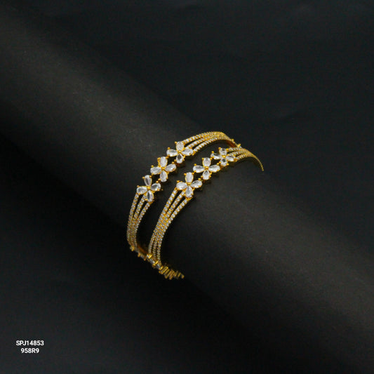 14853 Flower Full White Bangles