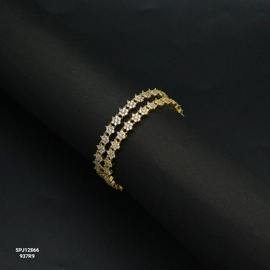 12866 Floral White Stone Bangles 2pc 2'8