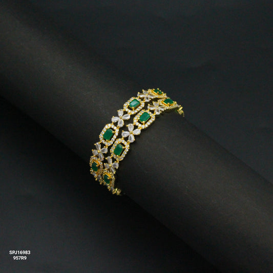 16983 GP Flower Green Stone Bangles