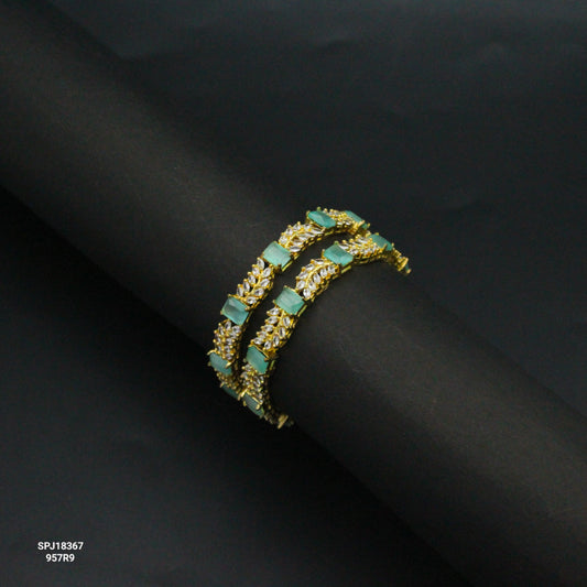 18367 GP Mint Green AD Bangles