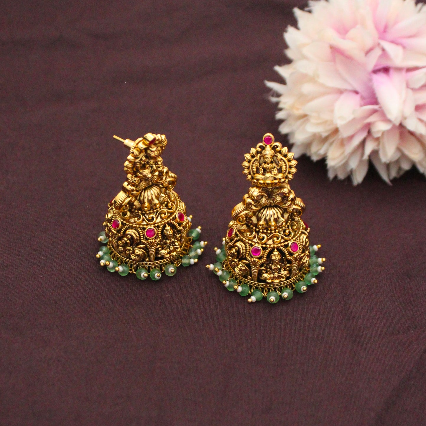 42546 Nakshi Laxmi Peacock Big Earrings