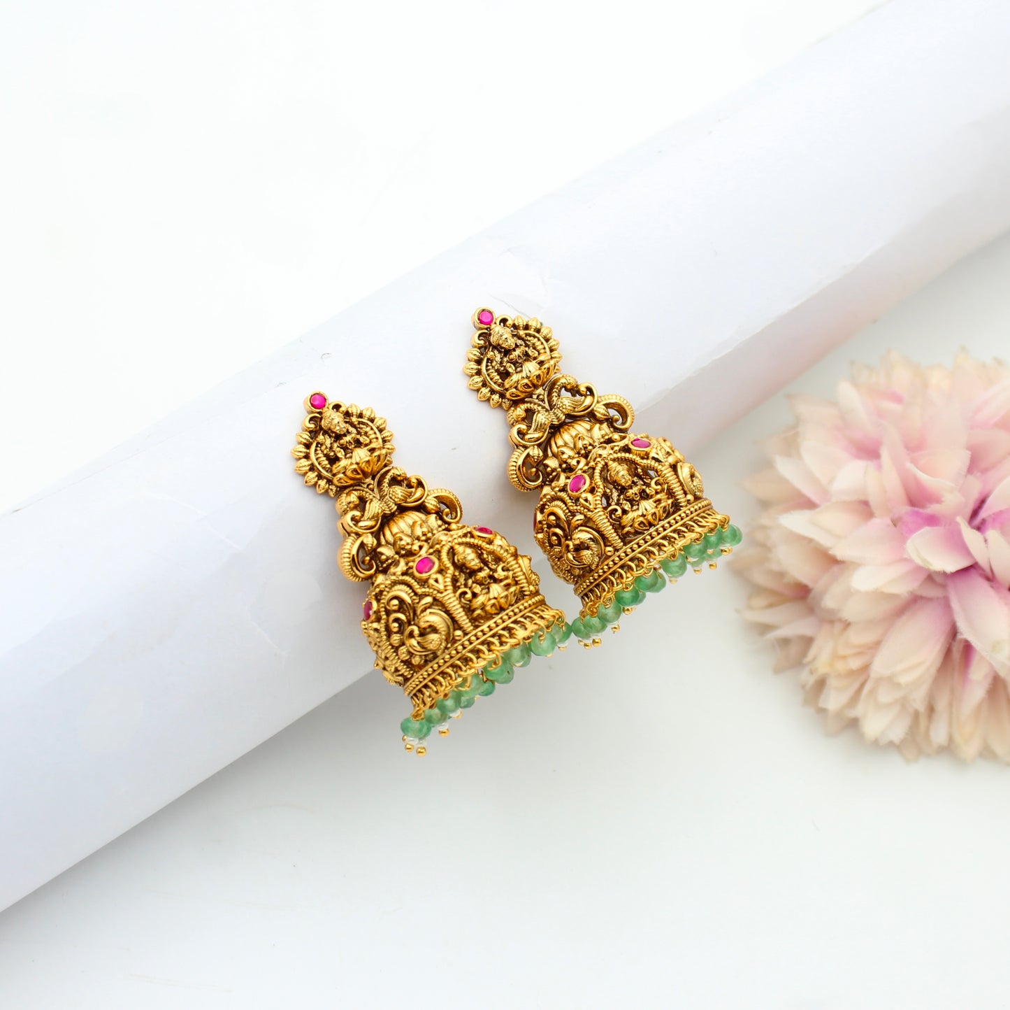 42546 Nakshi Laxmi Peacock Big Earrings