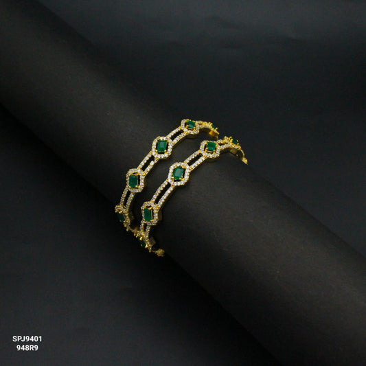 9401 GP Green Square Stone Bangles