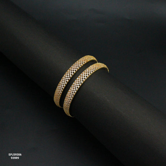 39306 Gold replica full white stone bangles