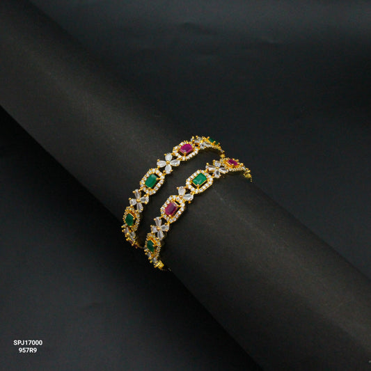 17000 GP Flower Ovel Multi Shape Stone Bangles 2'4