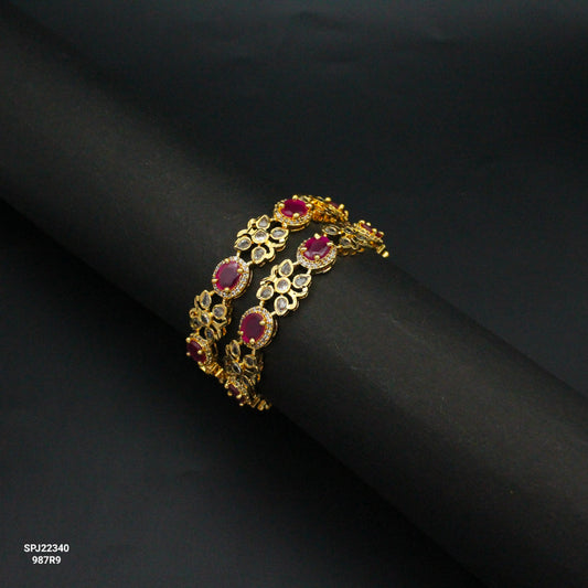 22340 GP Ruby Uncut Flower Bangles