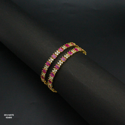 16970 GP Flower Red Stone Bangles