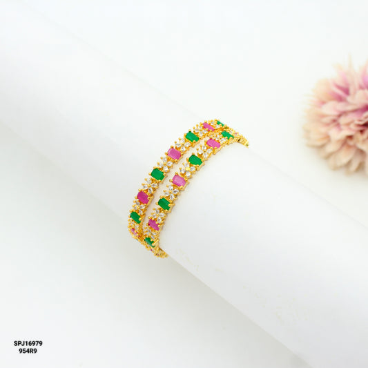 16979 GP Multi Stone Floral Bangles 2'8