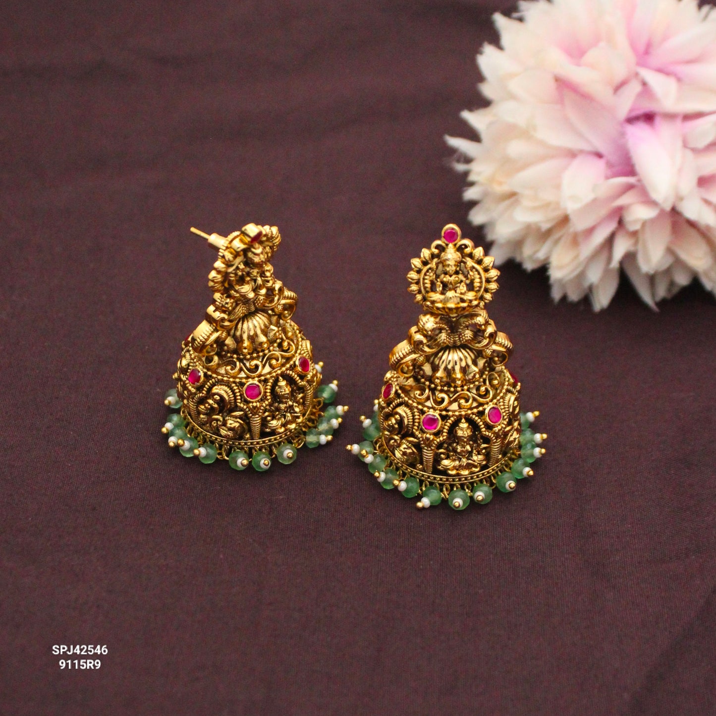 42546 Nakshi Laxmi Peacock Big Earrings