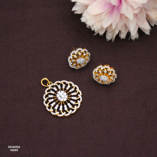 42555 GJ White  Fancy Pendant Set