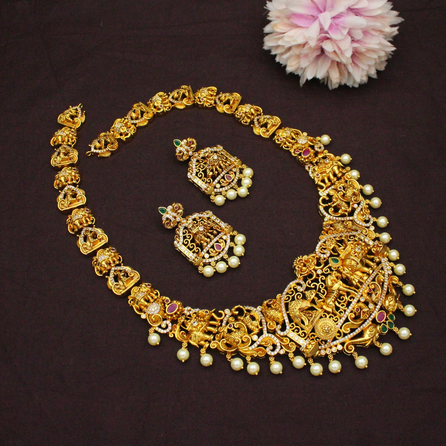 42167 Nakshi Necklace Set With Screw Back Earrings