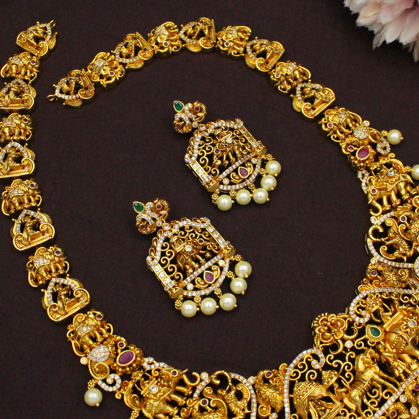 42167 Nakshi Necklace Set With Screw Back Earrings