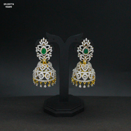 39774 GJ green stone big jhumki