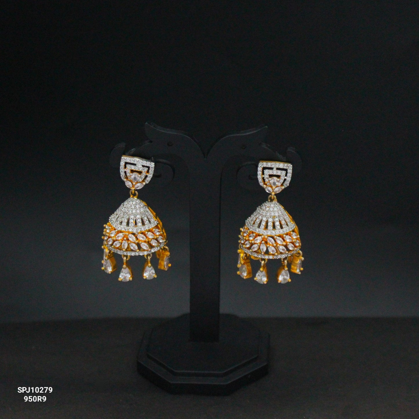 10279 GJ Full White Earrings Push Back