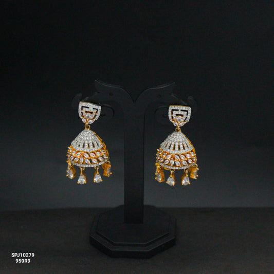 10279 GJ Full White Earrings Push Back