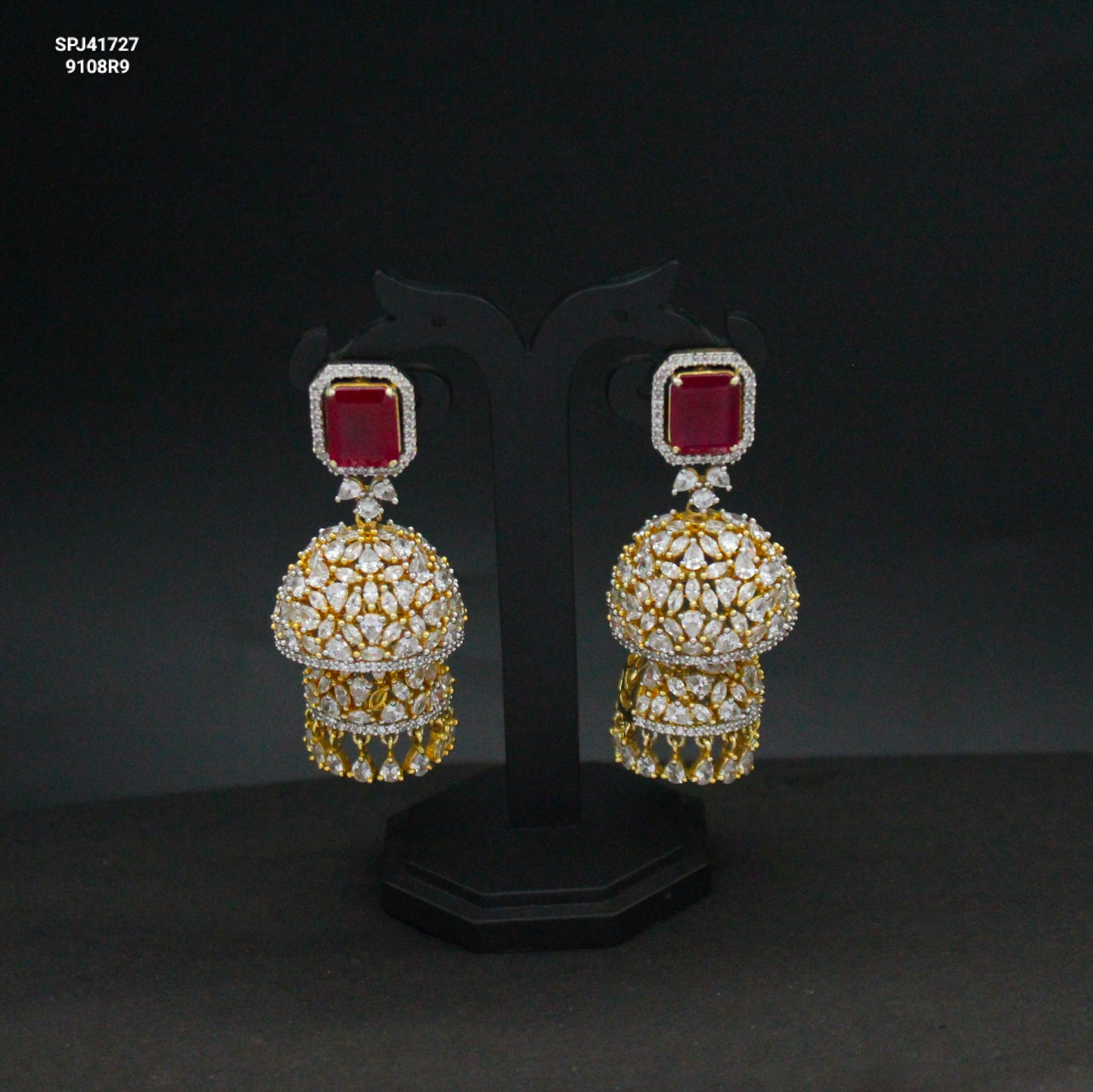 41727 GJ Ruby Stone Big Jhumki