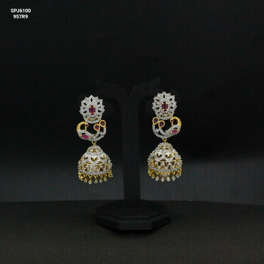 6100Ruby peacock earrring