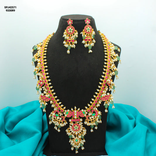 42571 Jadau Guttapusalu Long Necklace Set