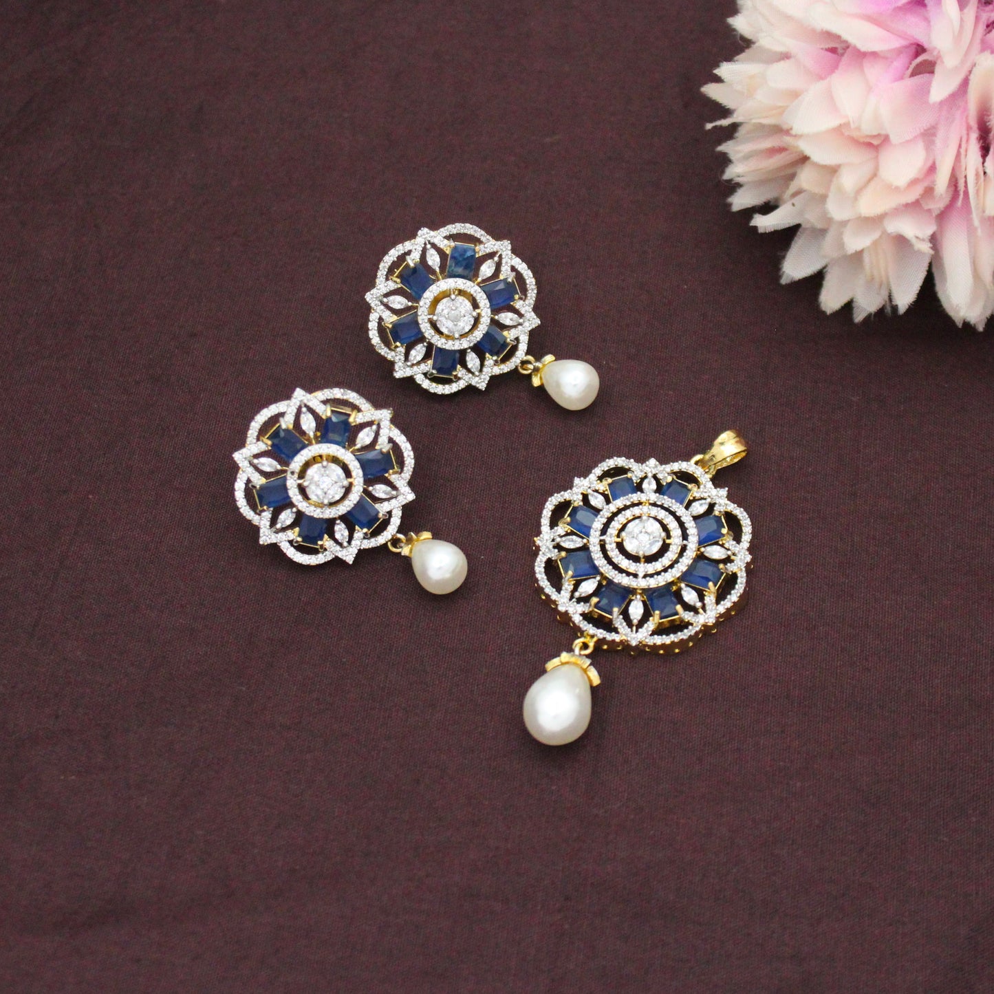 GJ Navy Blue Pendant Set