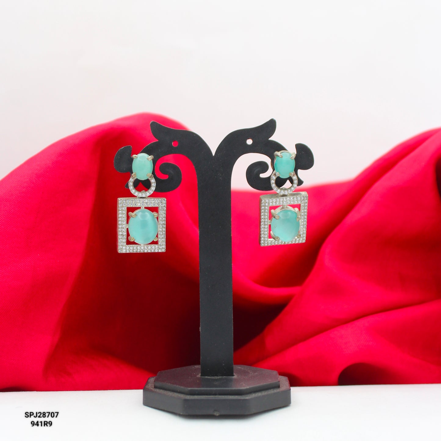 28707 Platinum Mint Blue Earrings