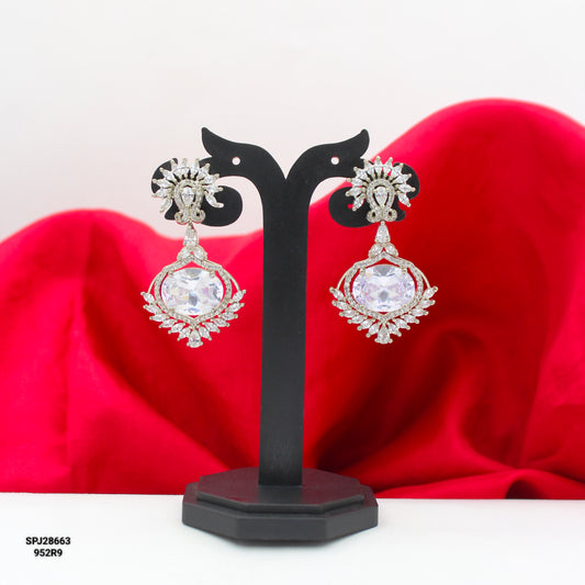 28663 Platinum Full White Earrings