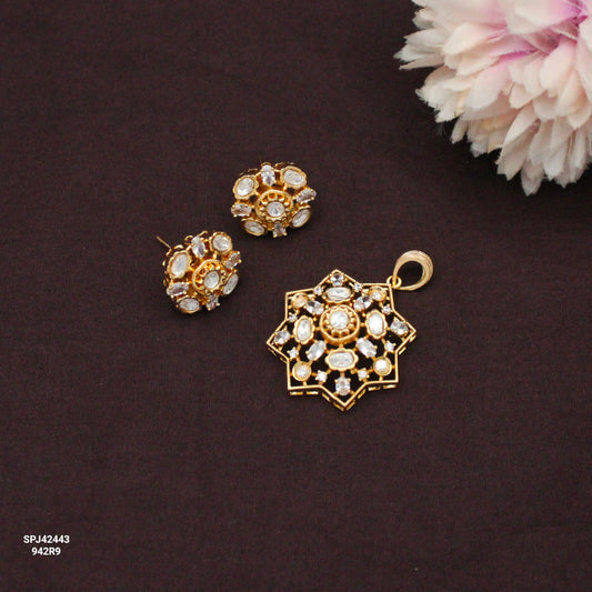 42443 Moissanite Floral Pendant Set